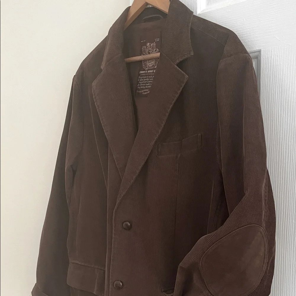 Brown Corduroy Sports Coat Elbow Patches Leather Buttons Size Medium
